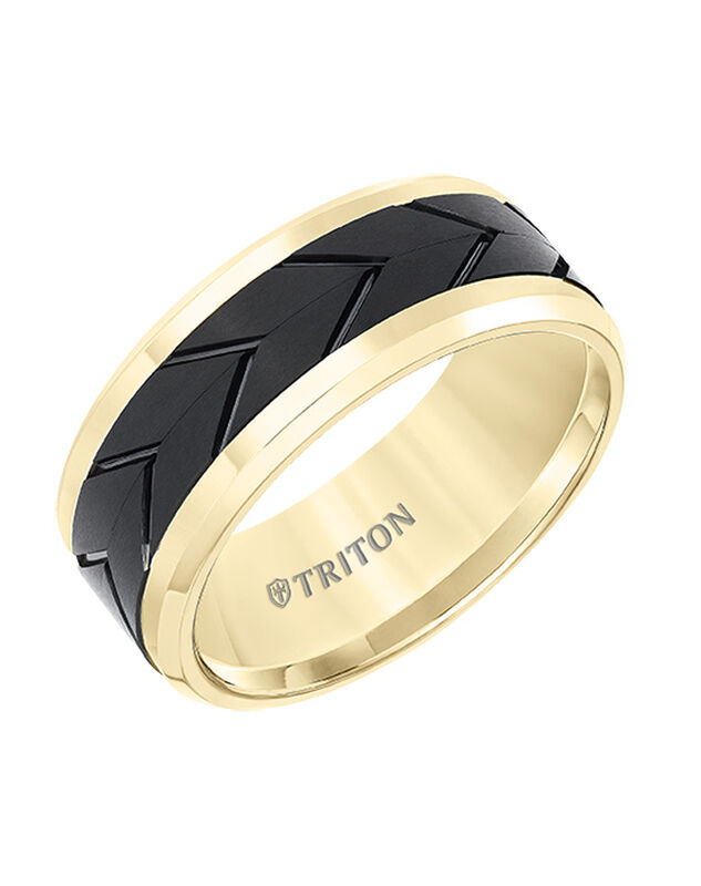 Tungsten Carbide Comfort Fit Two Tone Men's Band image number null