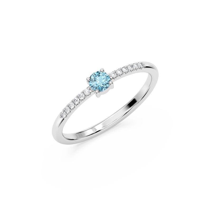 Blue Lab Grown Diamond Fashion Ring in 10k White Gold image number null