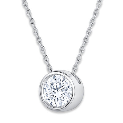 Brilliant-Cut Lab Grown 1ct. GH SI1 Diamond Bezel Slide Pendant in 14k White Gold