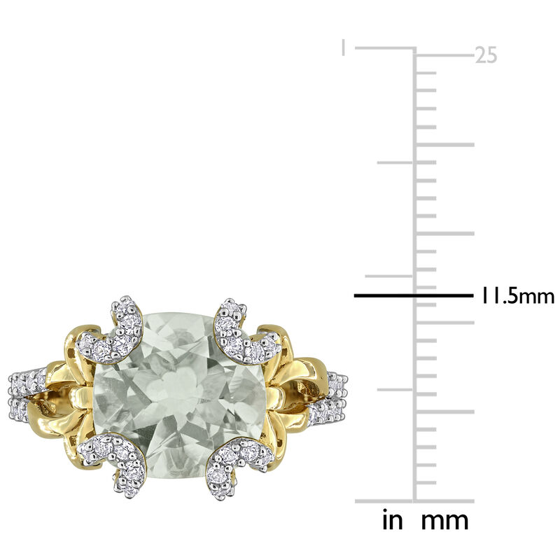 Green Quartz & White Topaz Ring in Gold Plated image number null