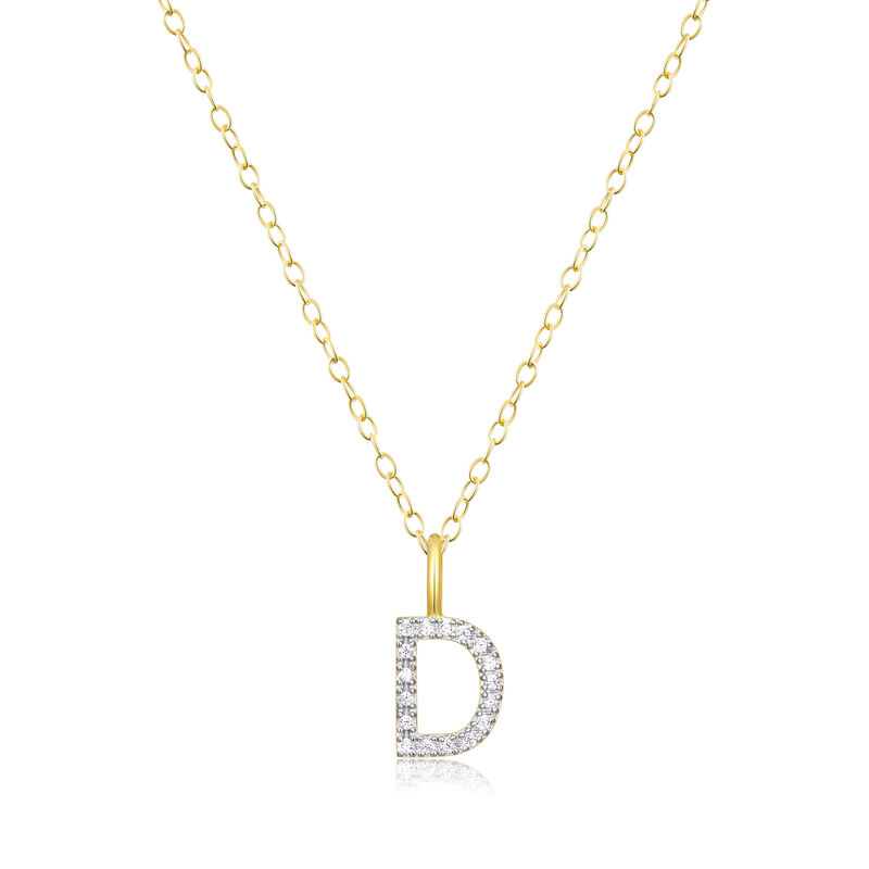 Lab Grown Diamond Letter D Initial Pendant Necklace in 14k Yellow Gold Plated Sterling Silver image number null