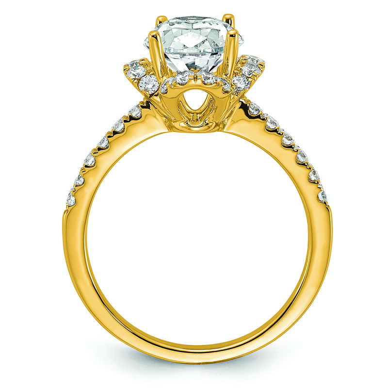 Oval-Cut Lab Grown 1.5ct. Diamond Clover Halo Engagement Ring in 14k Yellow Gold image number null