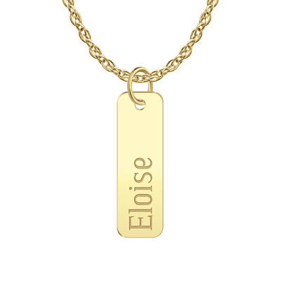 High Polished Engravable Name Tag Necklace in Gold Plated Sterling Silver