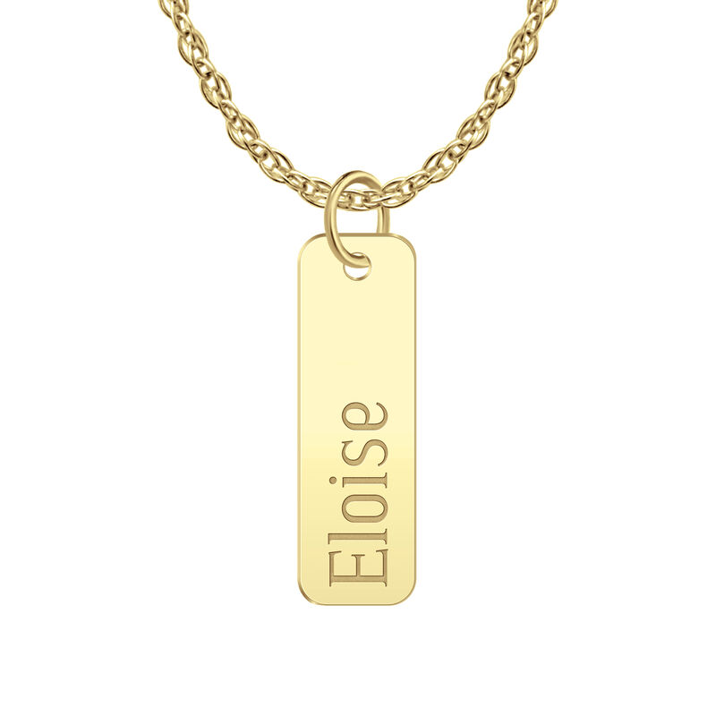 High Polished Engravable Name Tag Necklace in 14k Yellow Gold image number null