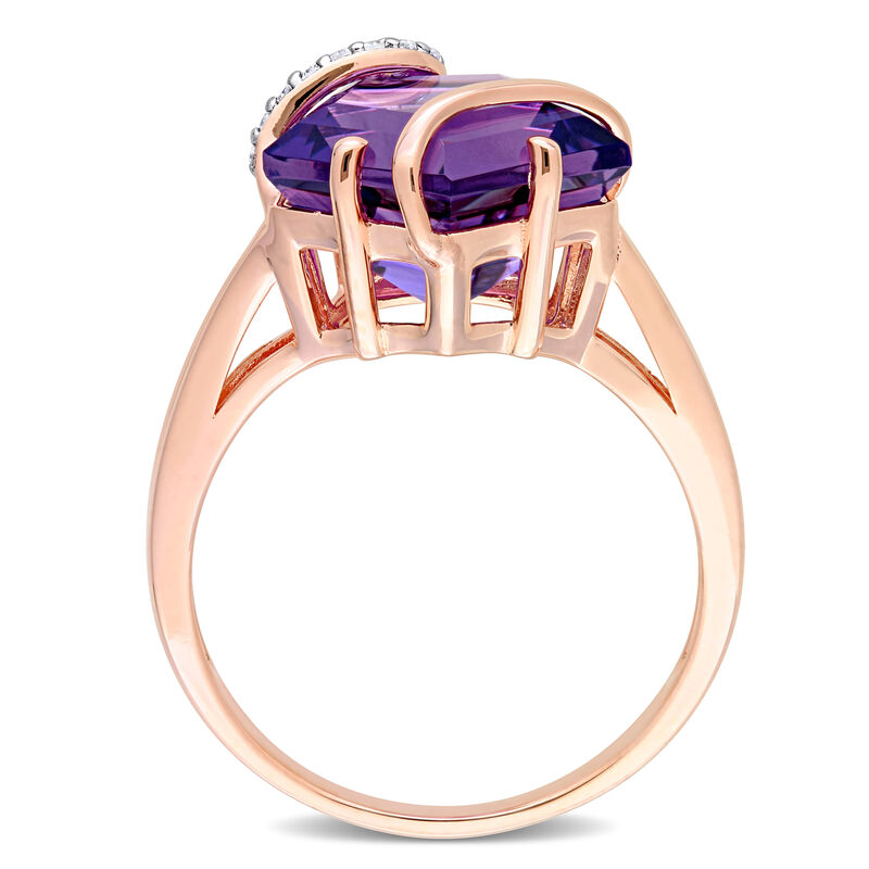 Amethyst & Diamond Wrapped Ring in Rose Gold Plated Sterling Silver image number null