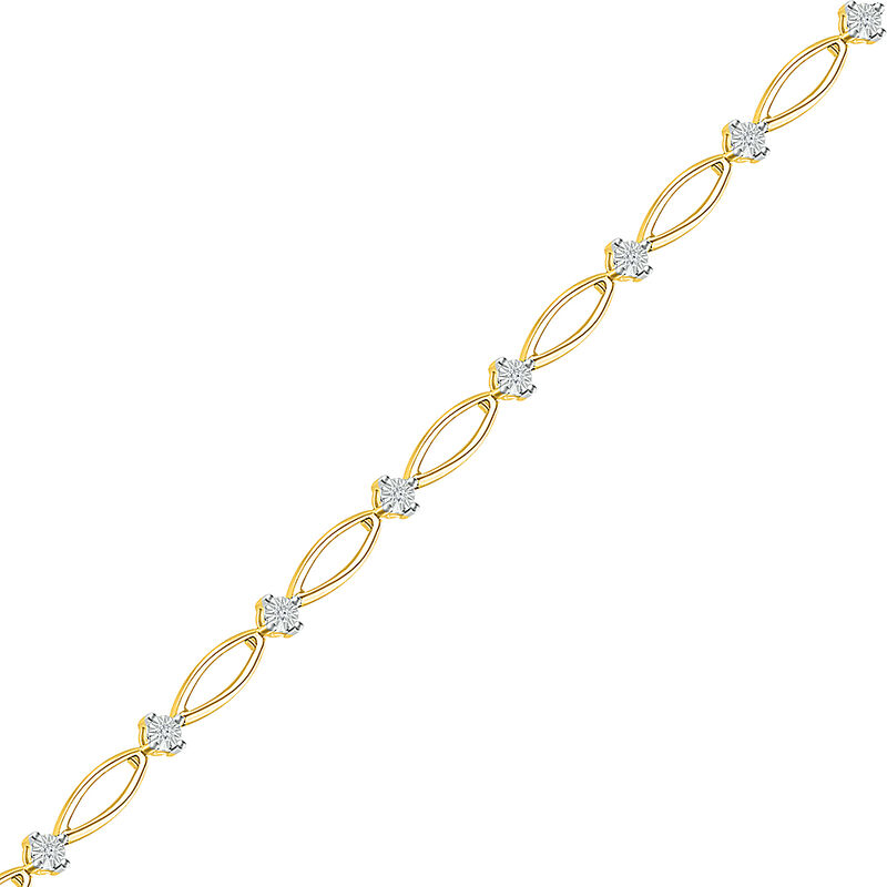 Marquise-Shape Diamond Link Bracelet in 10k Yellow Gold image number null