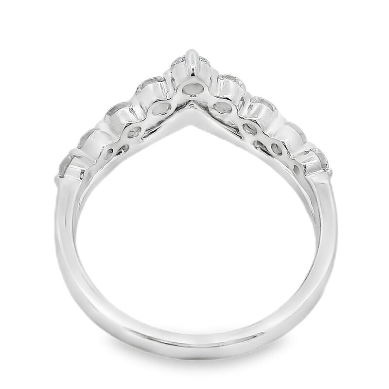 Round Diamond Chevron Contour Wedding Ring in 14k White Gold image number null