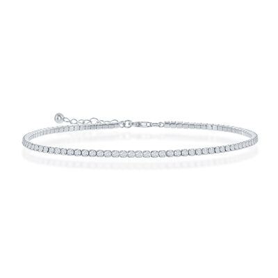 Cubic Zirconia Tennis Anklet in Sterling Silver