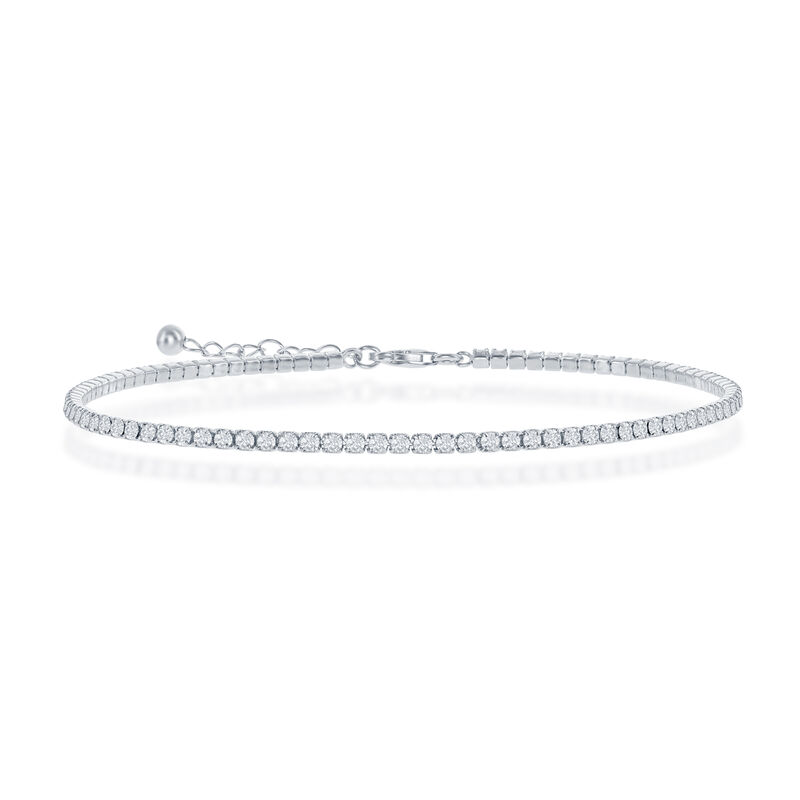 Cubic Zirconia Tennis Anklet in Sterling Silver image number null