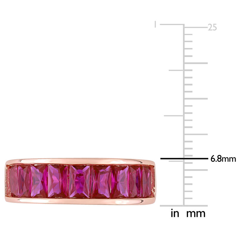Created Ruby Semi-Eternity Anniversary Band in Rose Gold Plated Sterling Silver image number null