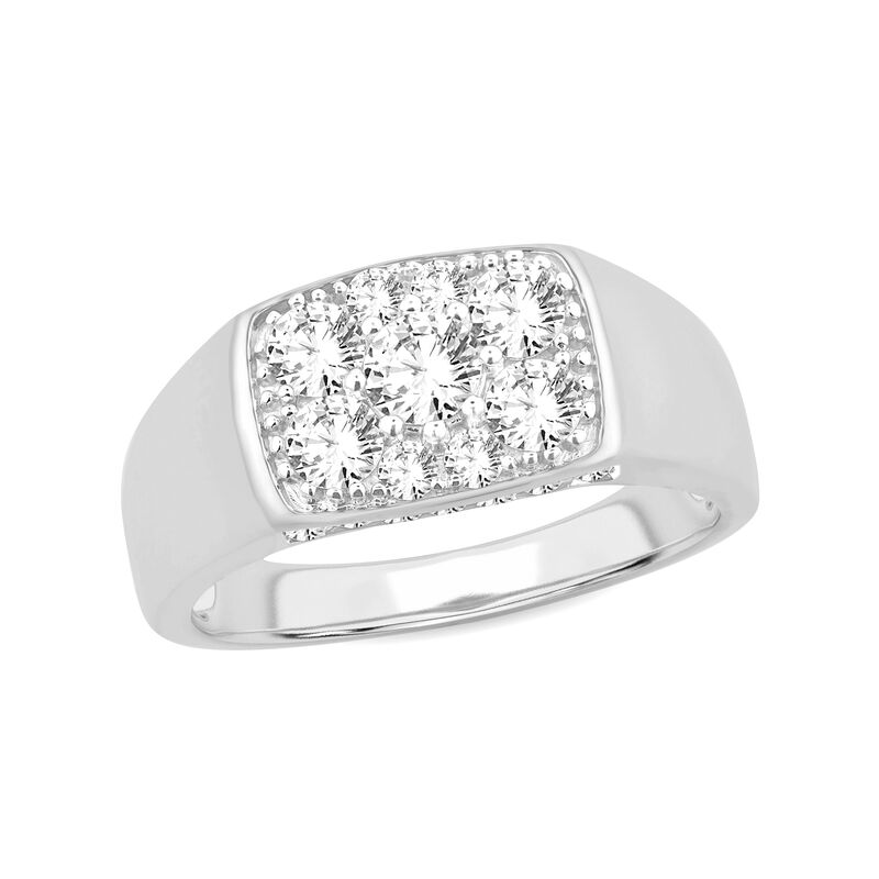 Men's Lab Grown 1.50ctw. Diamond Cluster Ring in 10k White Gold  image number null