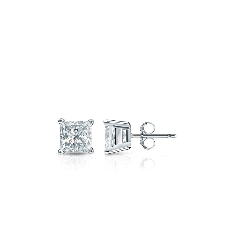 Princess-Cut Lab Grown 1/4ctw. EF VS Diamond Stud Earrings in 14k White Gold image number null