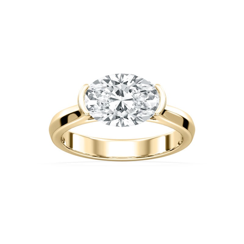 Oval Lab Grown Diamond 2ctw. East West Solitaire Engagement Ring in 14k Yellow Gold image number null