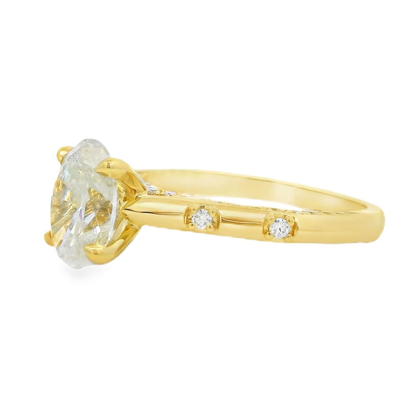 Oval Diamond 2 2/5ctw. Knife Edge Side Accent Engagement Ring in 14k Yellow Gold image number null