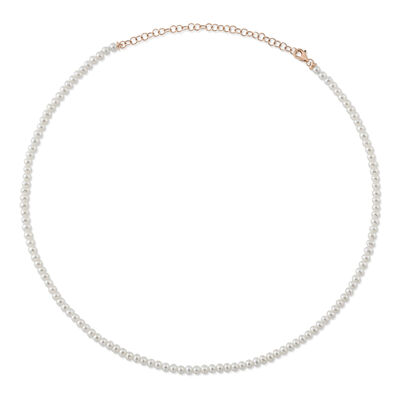 Shy Creation Diamond Tennis Necklace in 14k Rose Gold