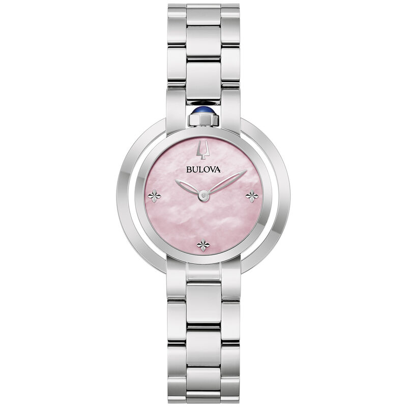 Bulova Ladies' Rubaiyat Pink Mother of Pearl Dial Stainless Steel Bracelet 30mm Watch image number null
