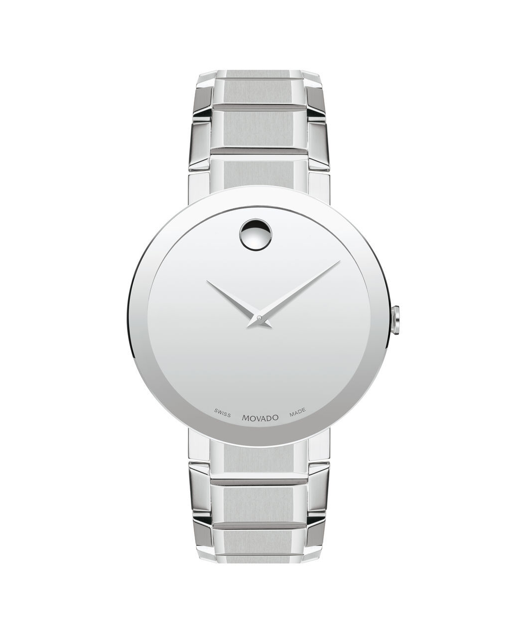 MOVADO シルバー 円形掛時計 Movado Sapphire Silver Mirror Dial Men's Watch 0607178