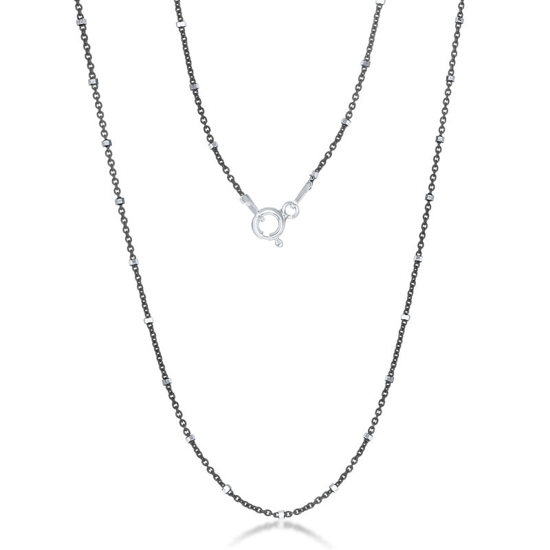 Black Rhodium Diamond Cut Station 24" Chain 3.2mm in Sterling Silver image number null