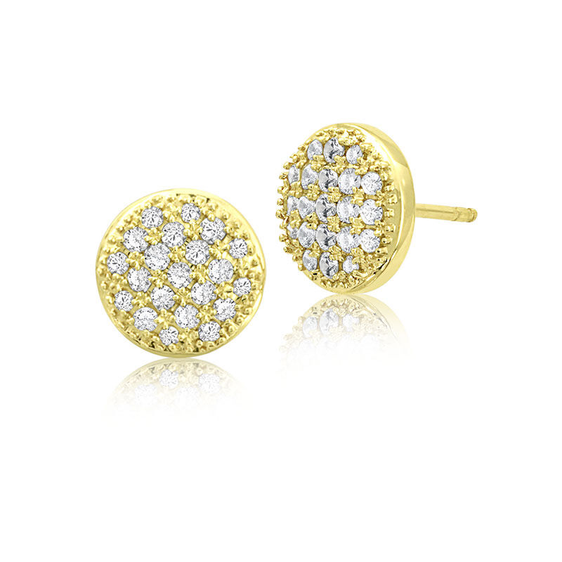 Diamond &#189;ct. Pav&#233; Stud Earrings in 14k Yellow Gold image number null