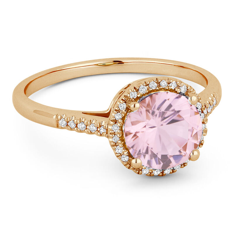 Tahiti Pink Created Round Spinel & Diamond Ring in 14k Rose Gold image number null