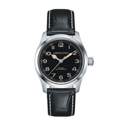 Hamilton Men's Khaki Field Murph Automatic Black Dial 80 Hour Black Leather Strap 38mm Watch H70405730