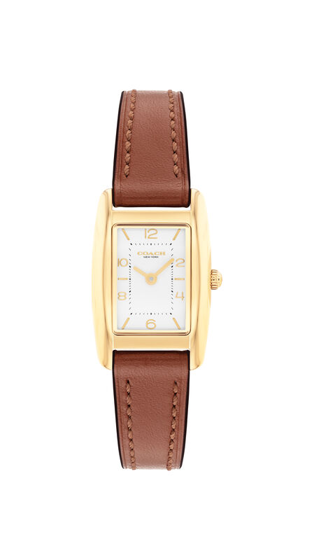 Coach Reese Rectangular Silver White Dial Leather Strap Watch 14504643 image number null