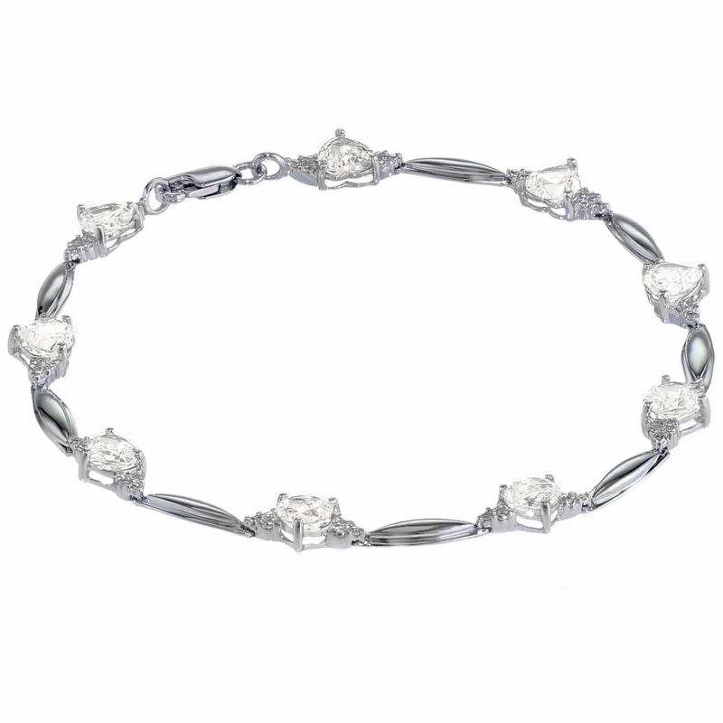 White Topaz Heart Bracelet in Sterling Silver image number null