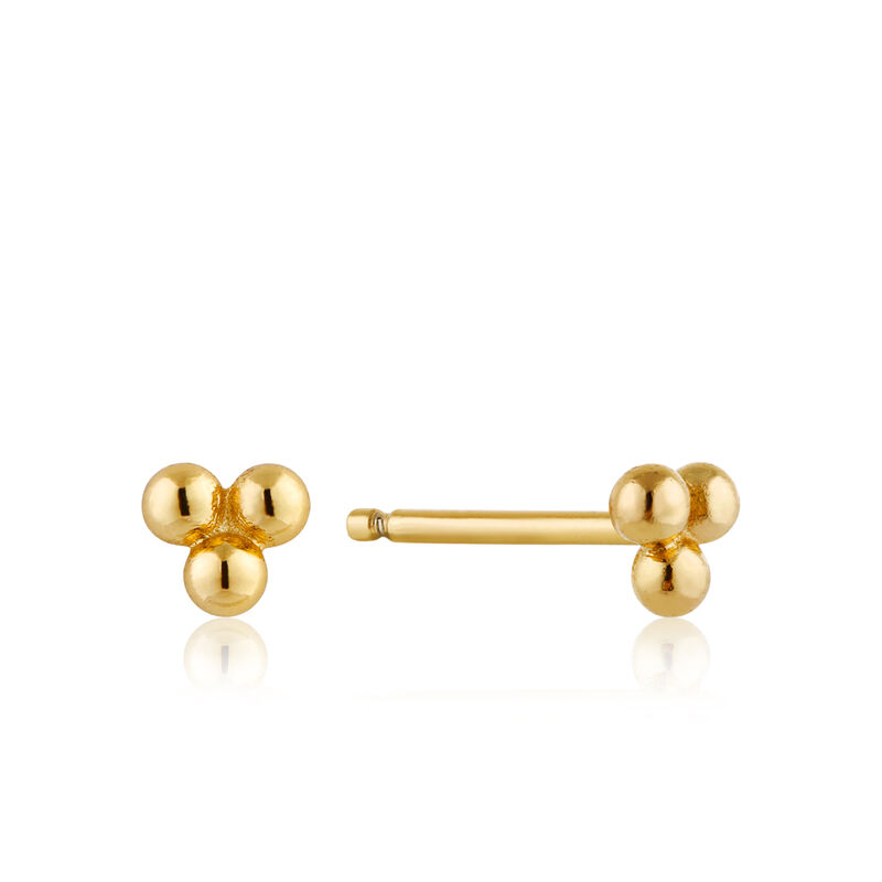 Modern Triple Ball Stud Earrings in Sterling Silver/Gold Plated image number null