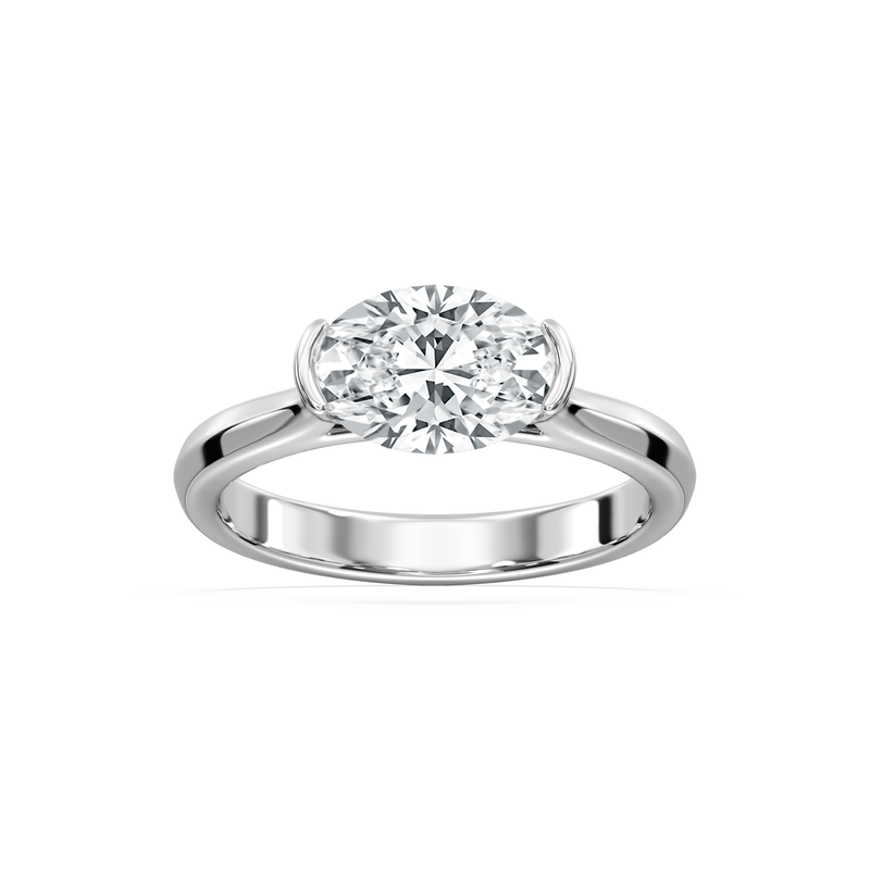Oval Lab Grown Diamond 1 1/2ctw. East West Solitaire Engagement Ring in 14k White Gold image number null