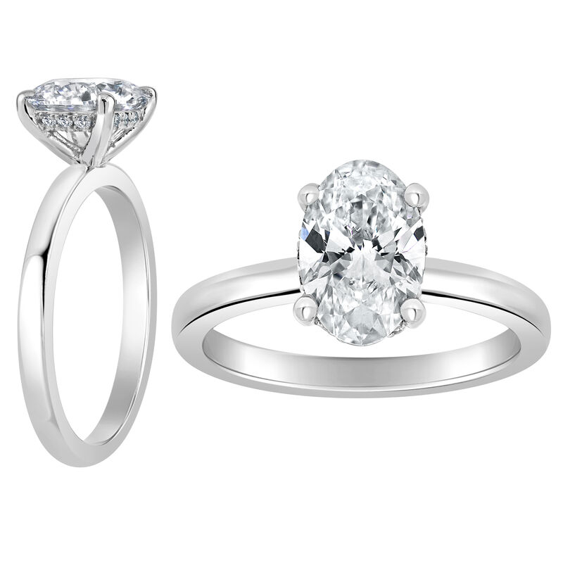 Oval-Cut Lab Grown 1 1/2ct. EF VS Diamond Hidden Halo Solitaire Engagement Ring in 14k White Gold image number null