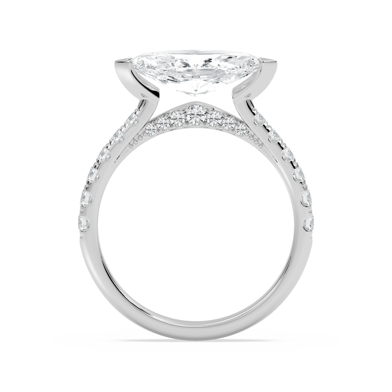 Marquise Lab Grown Diamond 2 1/2ctw. East West Half Bezel Engagement Ring in 14k White Gold image number null