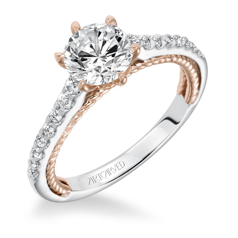 Ilena. ArtCarved® Engagment Semi-Mounting in 14k White & Rose Gold image number null