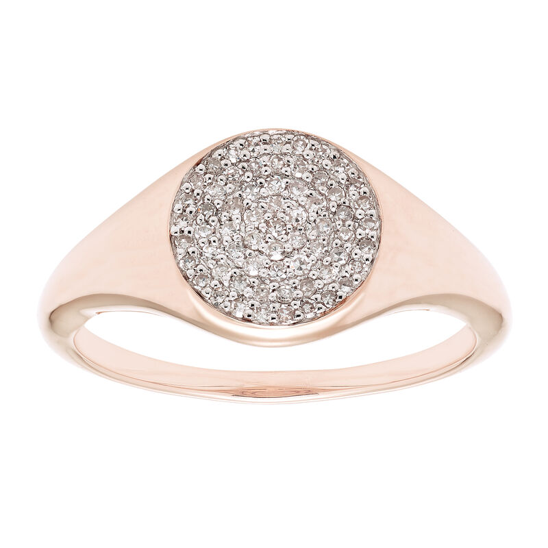 Diamond Pave Signet Ring 1/5ctw.  in 14k Rose Gold image number null