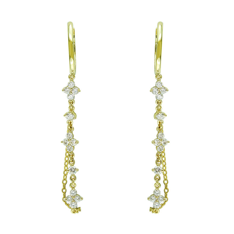 Brilliant-Cut .72ctw. Diamond Dangle Fashion Earrings in 10k Yellow Gold image number null