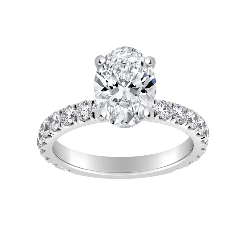 Oval-Cut Lab Grown 3ctw. Diamond Classic Shank Engagement Ring in 14k White Gold image number null