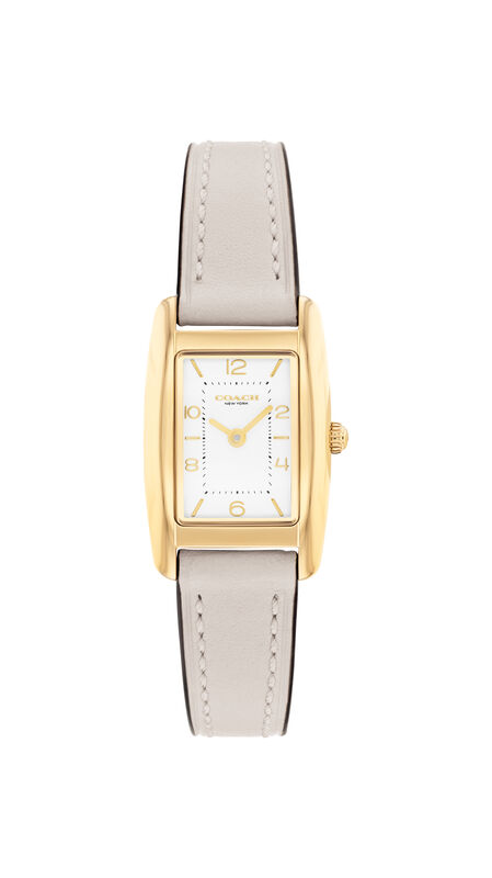 Coach Reese Rectangular Silver White Dial Leather Strap Watch 14504645 image number null