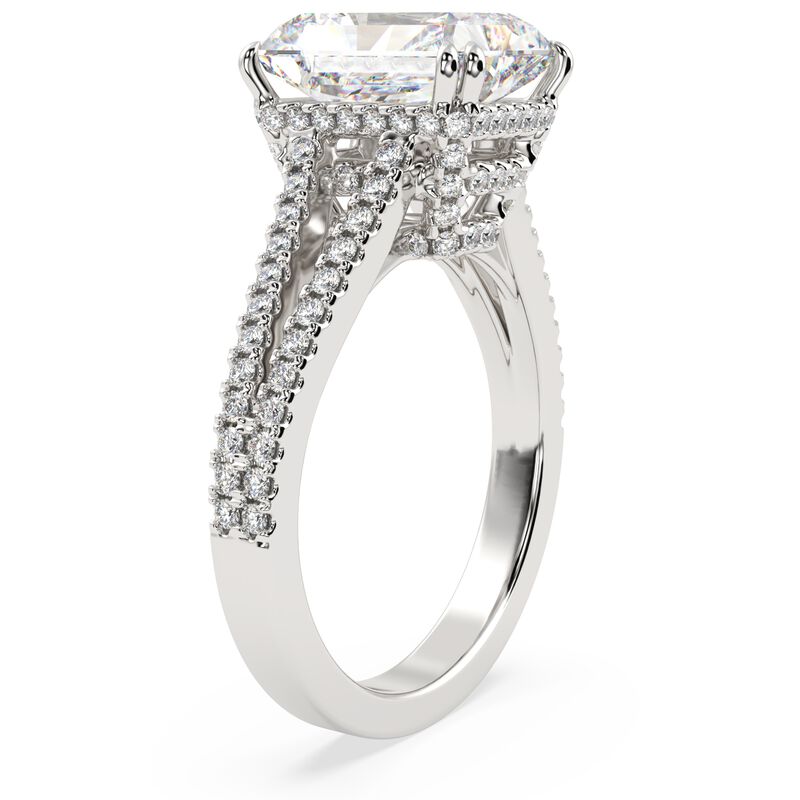 Radiant-Cut Lab Grown 3.60ctw. Diamond Split Shank Hidden Double Halo Engagement Ring in 14k White Gold image number null