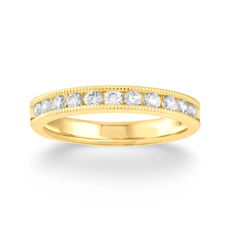 1/2ctw. Natural Diamond Milgrain Channel Anniversary Band in 14k Yellow Gold image number null