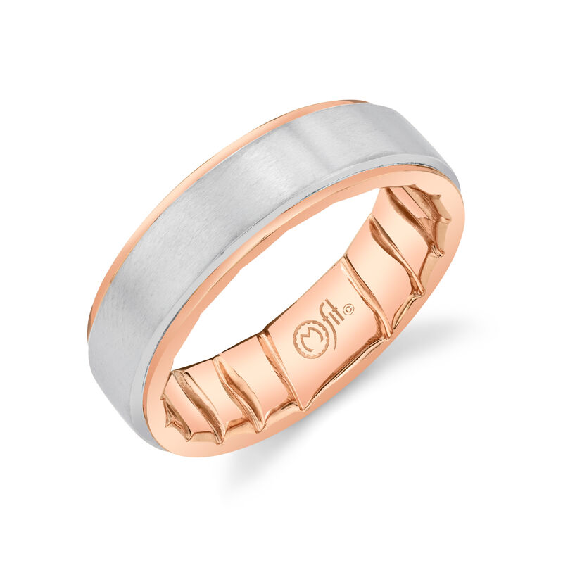 Men's MFIT 7mm Band with White Satin Center in 10k Rose Gold image number null