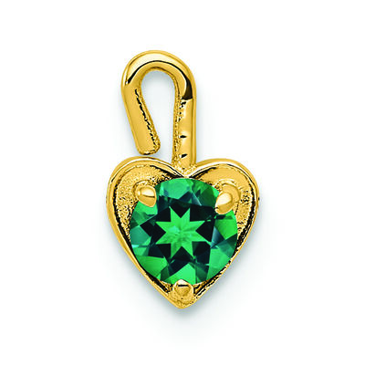 May Synthetic Birthstone Heart Charm in 14k Yellow Gold