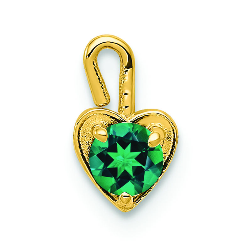 May Synthetic Birthstone Heart Charm in 14k Yellow Gold image number null