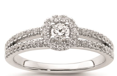 Lab Grown 0.49ctw. Diamond Halo Promise Ring in 10k White Gold