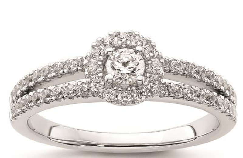 Lab Grown 0.49ctw. Diamond Halo Promise Ring in 10k White Gold image number null