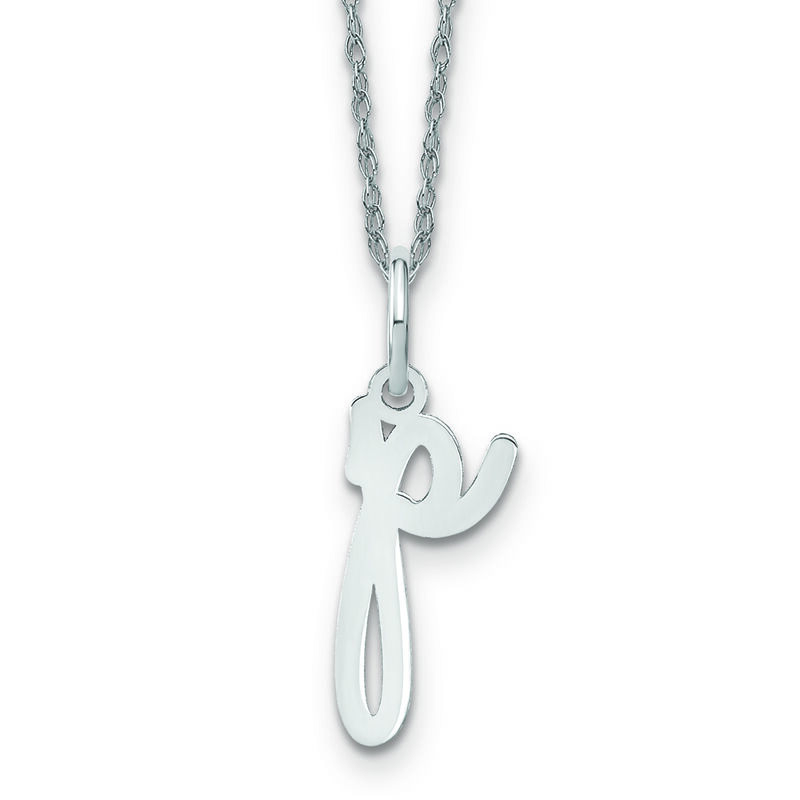 Script P Initial Necklace in 14k White Gold image number null