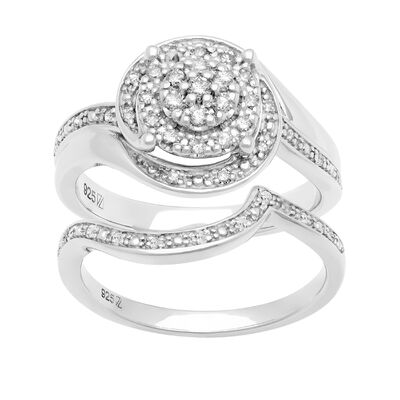 Brilliant-Cut 1/3ctw. Diamond Bridal Set in Sterling Silver