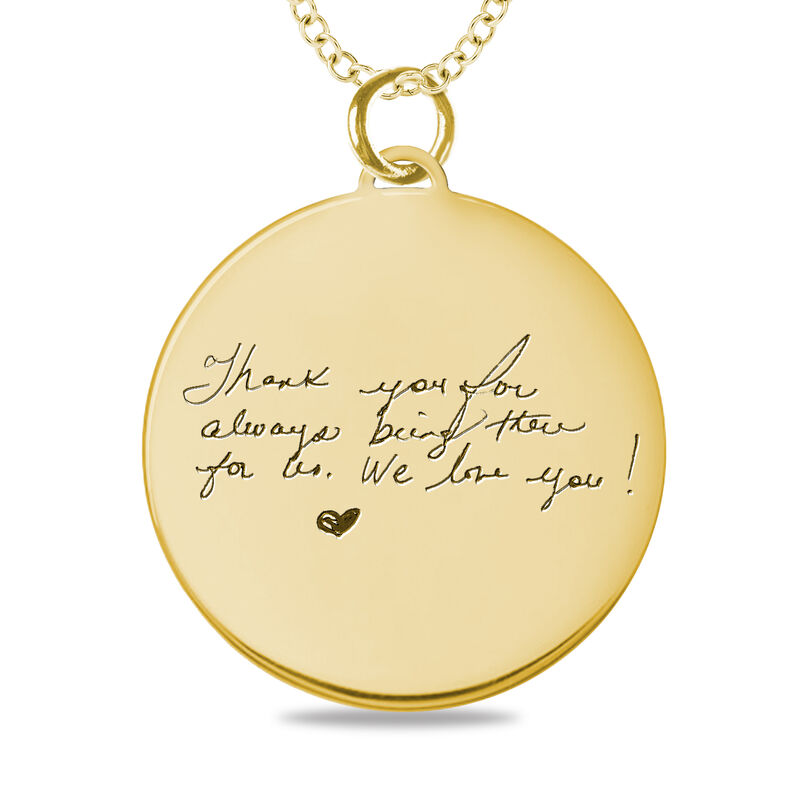 Handwriting Disc Pendant in 10k Yellow Gold image number null