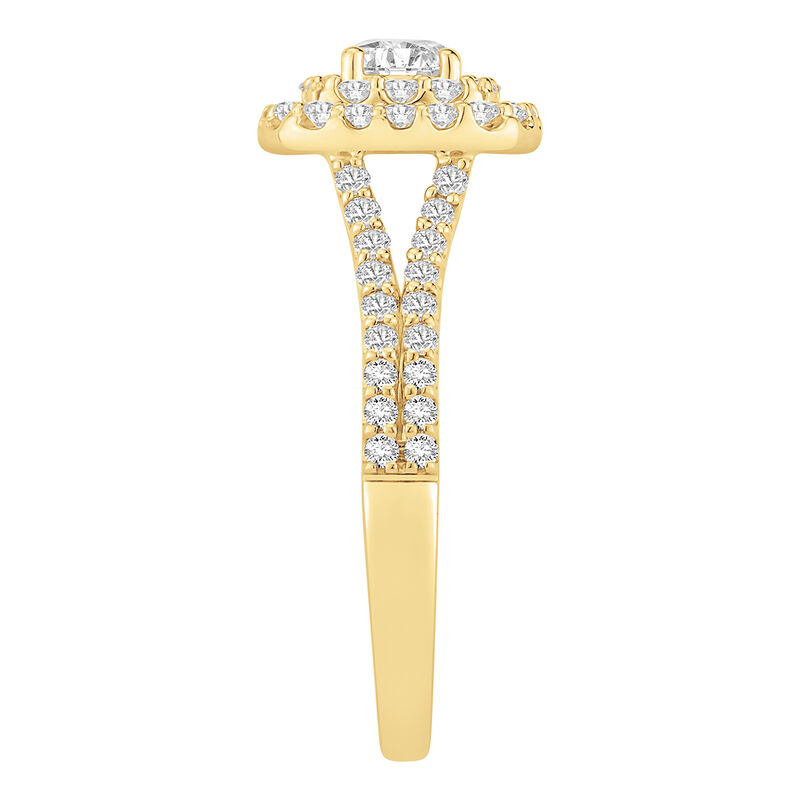 Brilliant-Cut Lab Grown 1ctw. Diamond Double Halo Engagement Ring in 14k Yellow Gold image number null