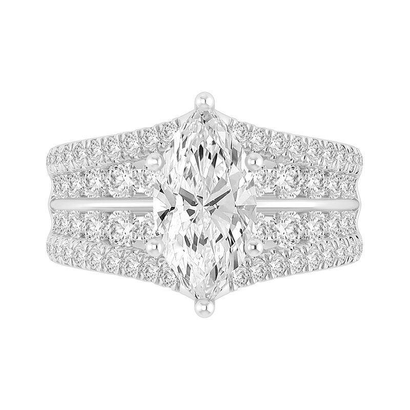 Marquise & Brilliant-Cut Lab Grown 3 3/4ctw. Diamond Multi-Row Engagement Ring in 14k White Gold image number null