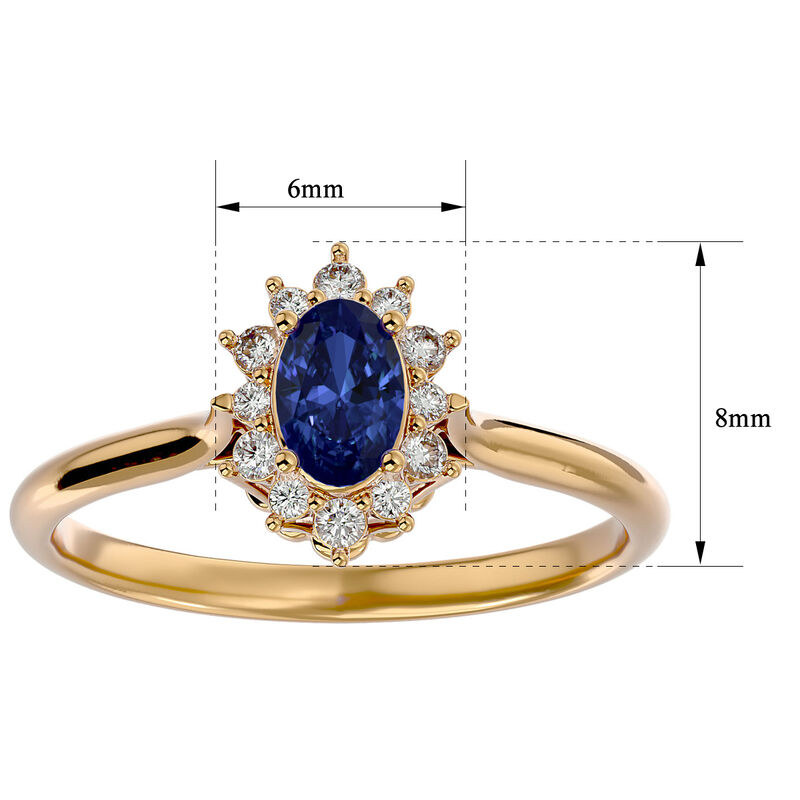 Oval-Cut Tanzanite & Diamond Halo Ring in 14k Yellow Gold image number null