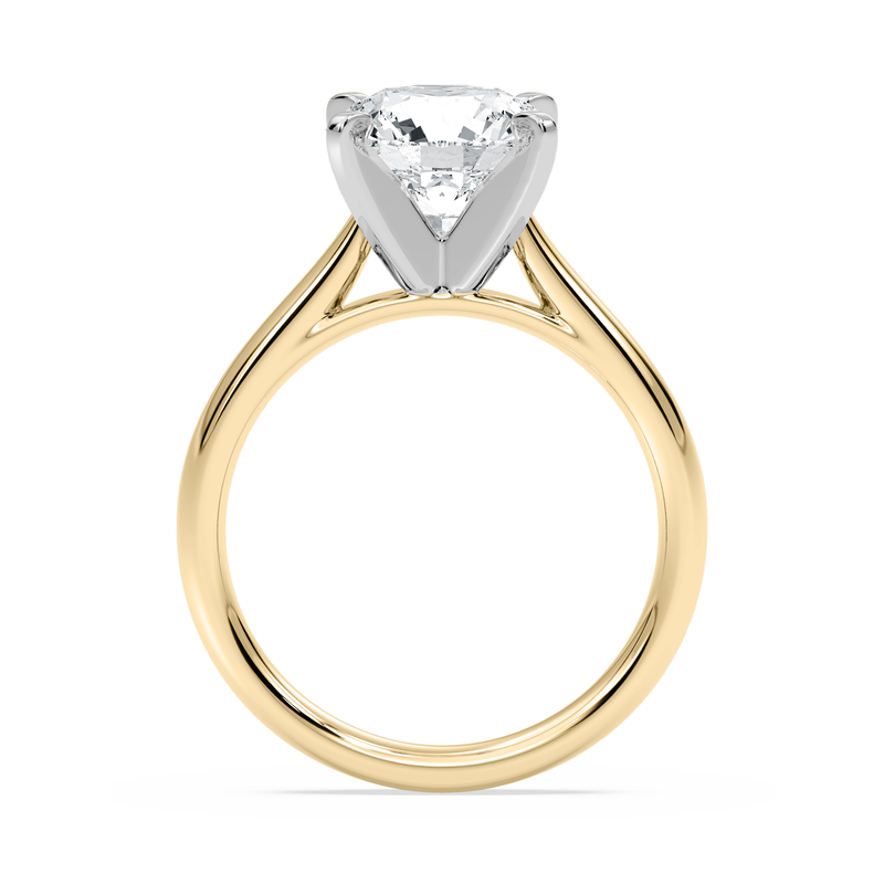 Round Lab Grown Diamond 3ctw. Cathedral Solitaire Engagement Ring in 14k Yellow Gold image number null